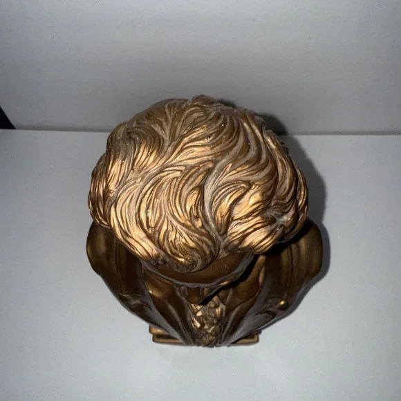 BEETHOVEN COMPOSER 17" T BUST COPPER TONE SCULPTURE FIGURINE STATUE ARTWORK